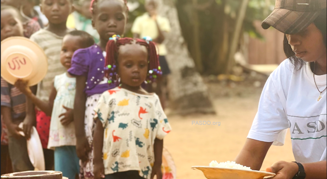 Food Distribution to Children in Africa under PASDO Hunger Relief Program